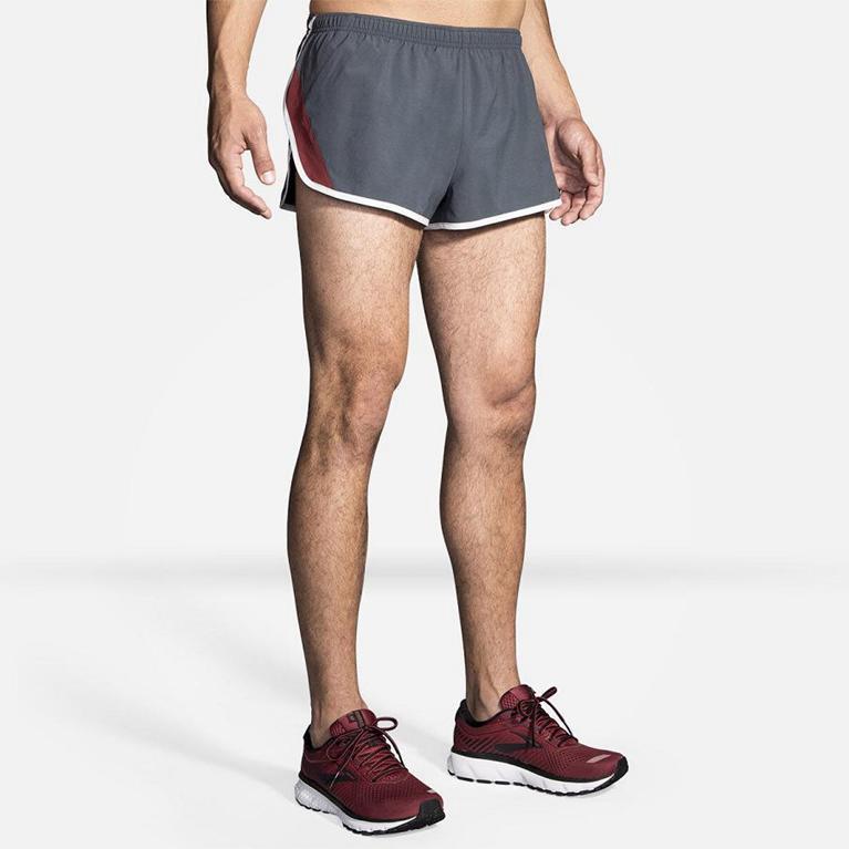 Brooks Go-To 2 Split Mens Running Shorts - Grey - Indonesia (LXFD-85397)